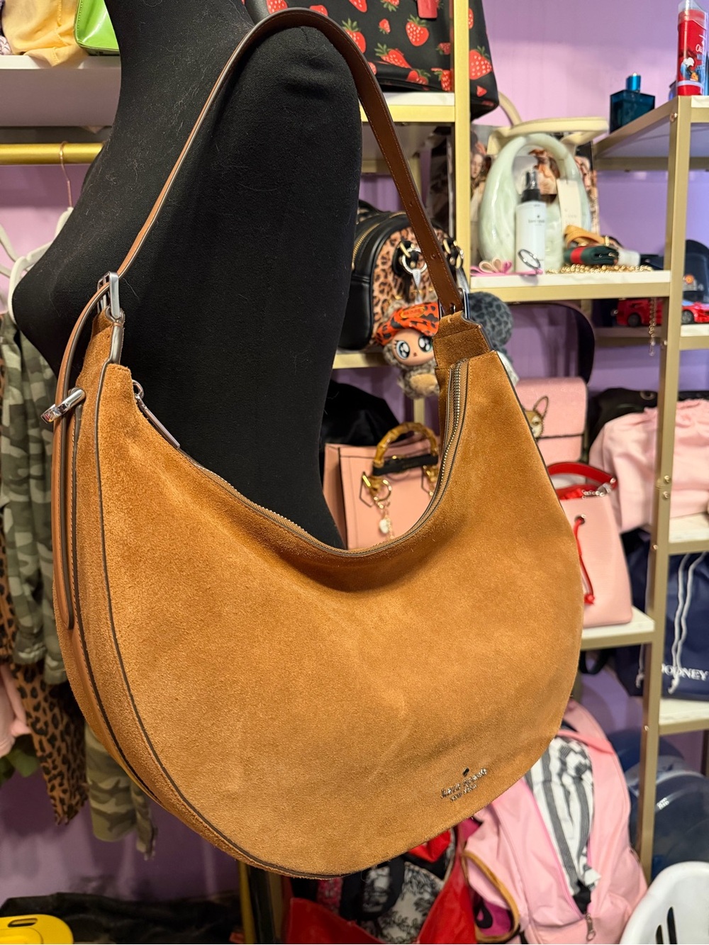 NWT Kate Spade Nova Suede Large Shoulder Bag - Warm Gingerbread